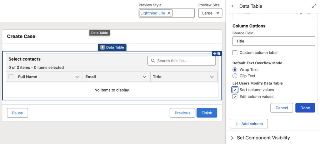 spring 26 datatable update configuration